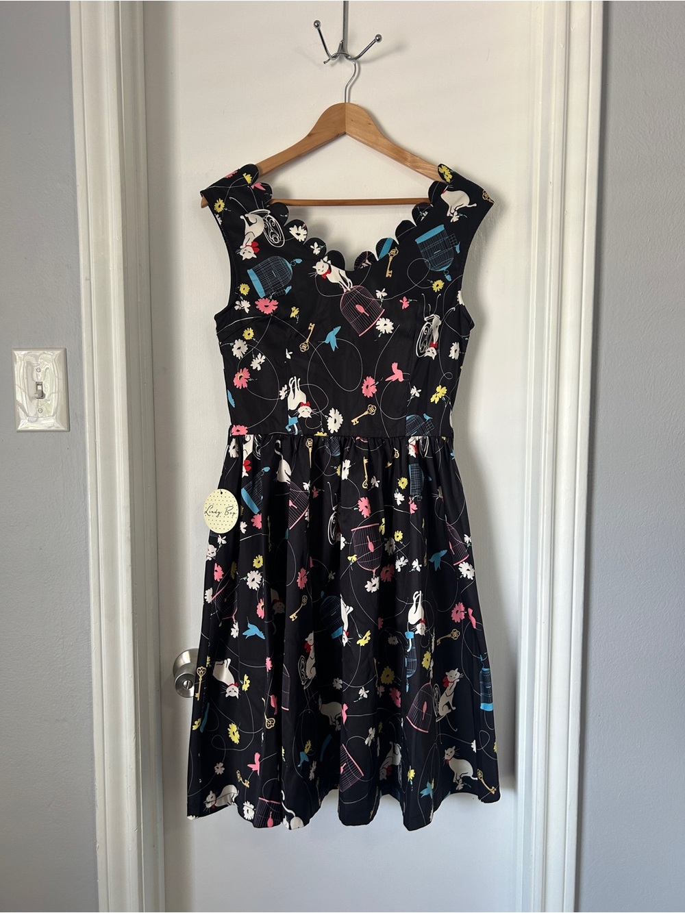 Lindy Bop Black Scallop-Neck Fit & Flare Dress